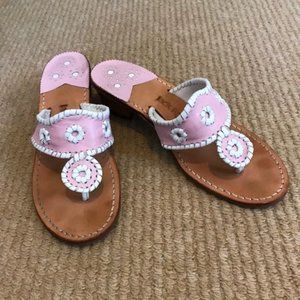Jack Rogers sz 9 Med sandals, pink/white, 2' heel